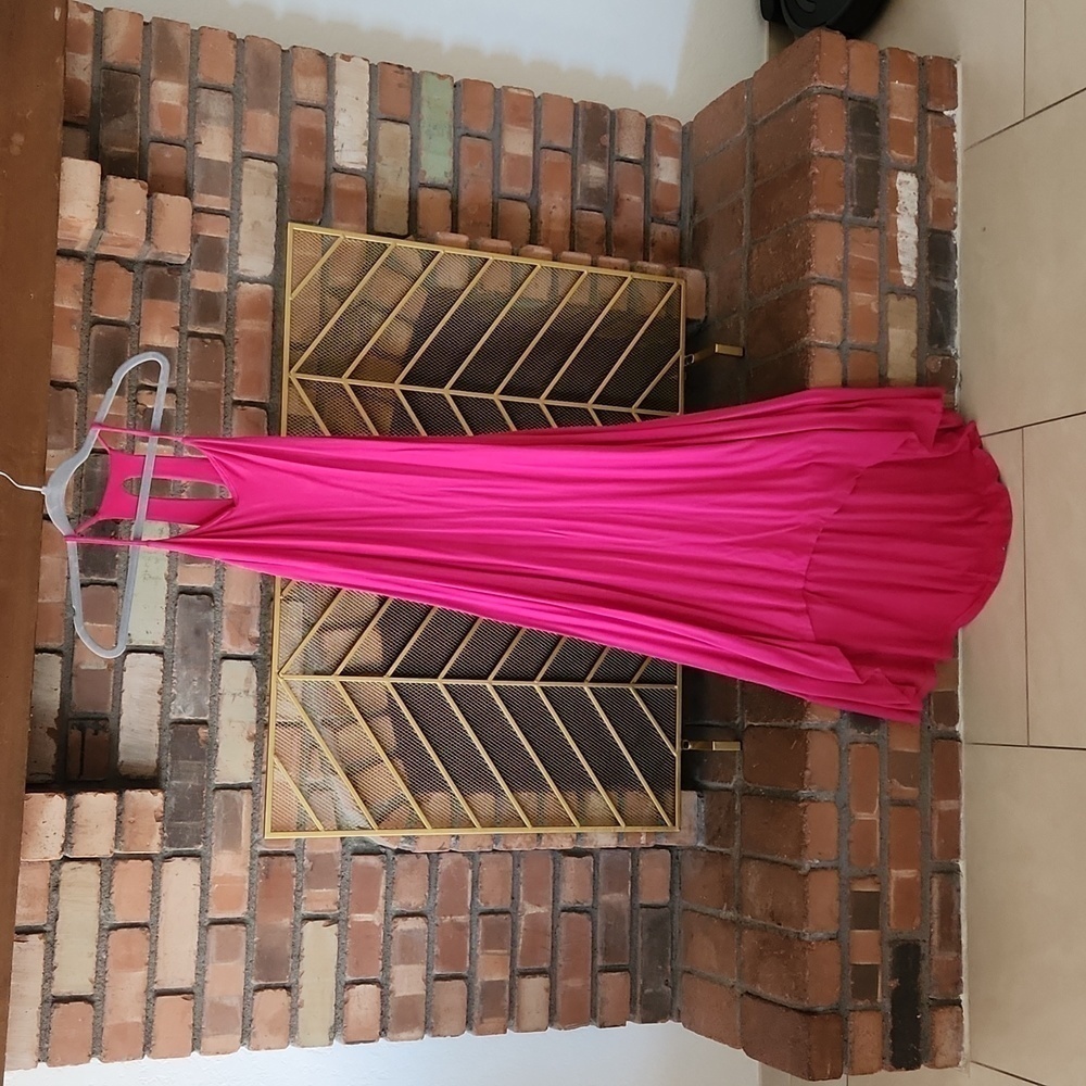 TABITHA Webb Womens Maxi Dress. Size Small Hot Pink High Low Spaghetti Strap